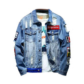 Distressed-Jeansjacke im Oversize-Stil